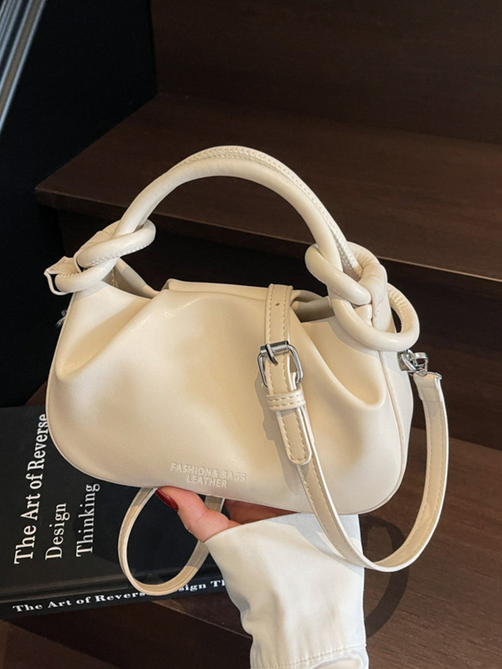 Knot Handle Ruched Crossbody Bag