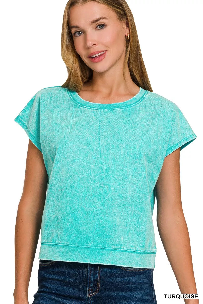 Zenana Premium Cotton Washed Sleeveless Top & Shorts Set