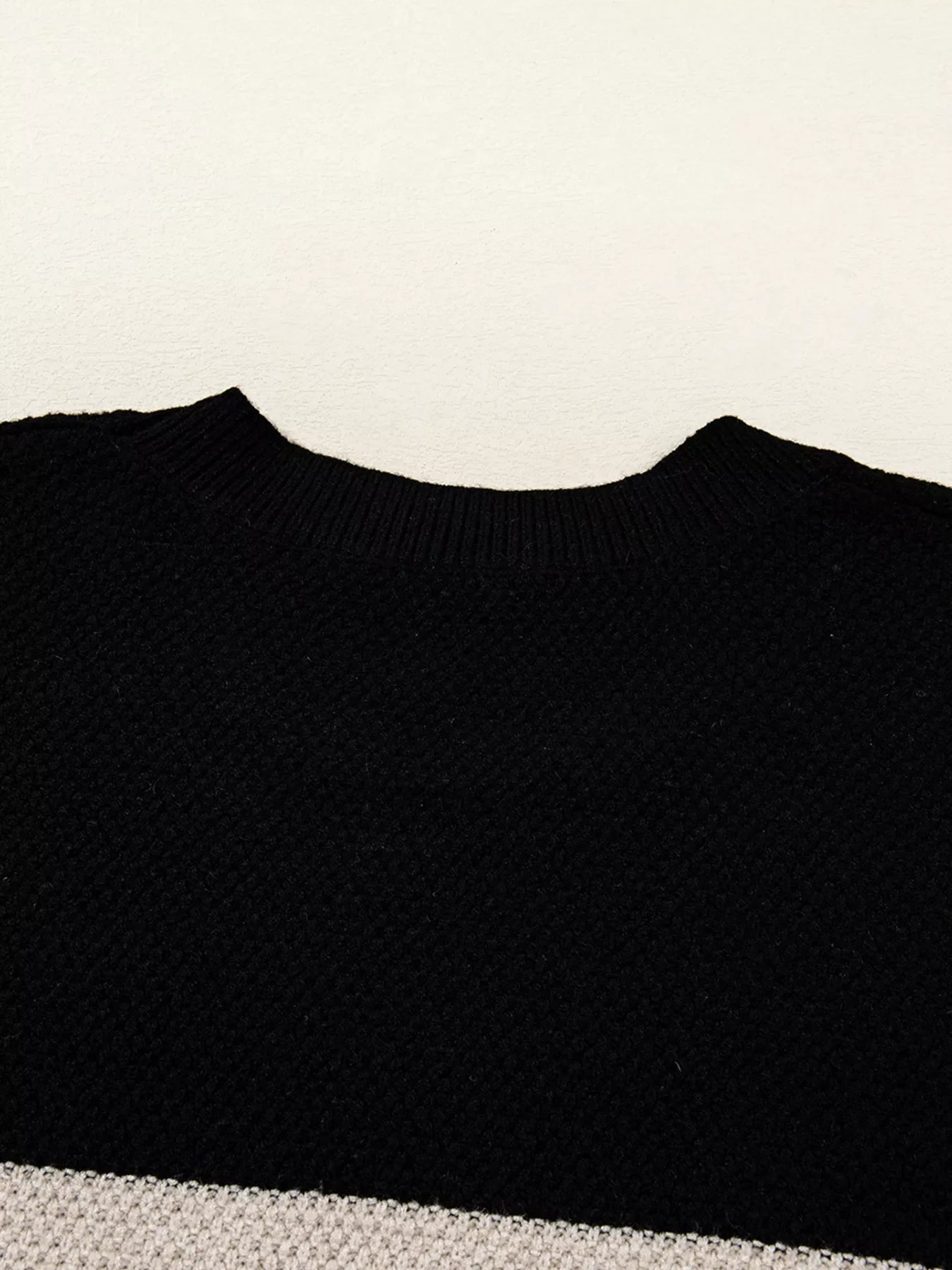 Color Block Knit Striped Sleeve Detail Casual Sweater