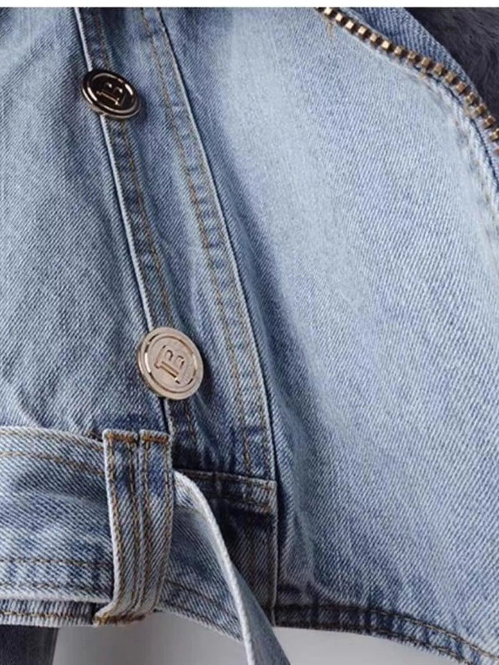 Full Size Faux Fur Collar Denim Jacket Plus Size