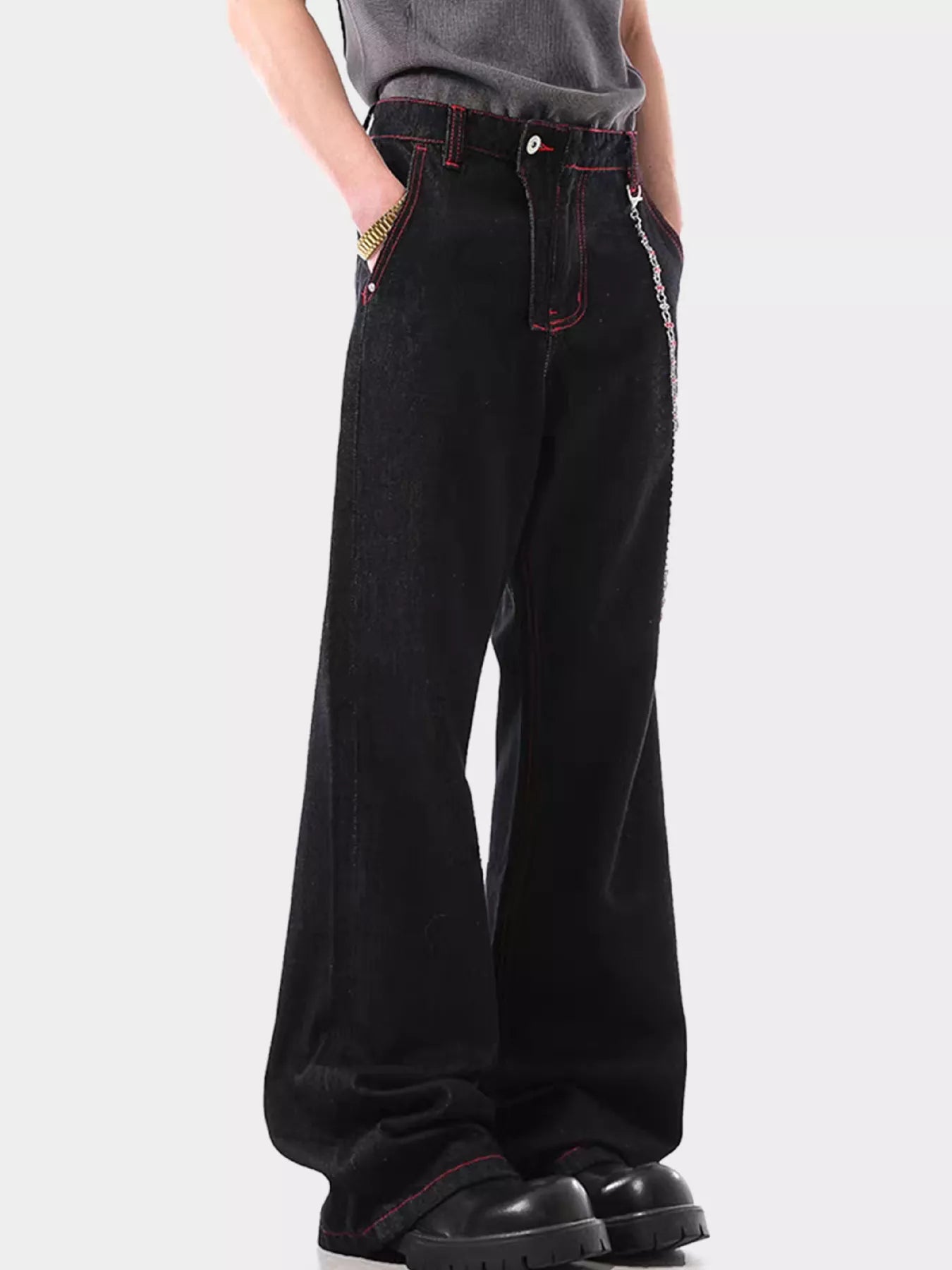 Men's Wide Leg Wash Jeans