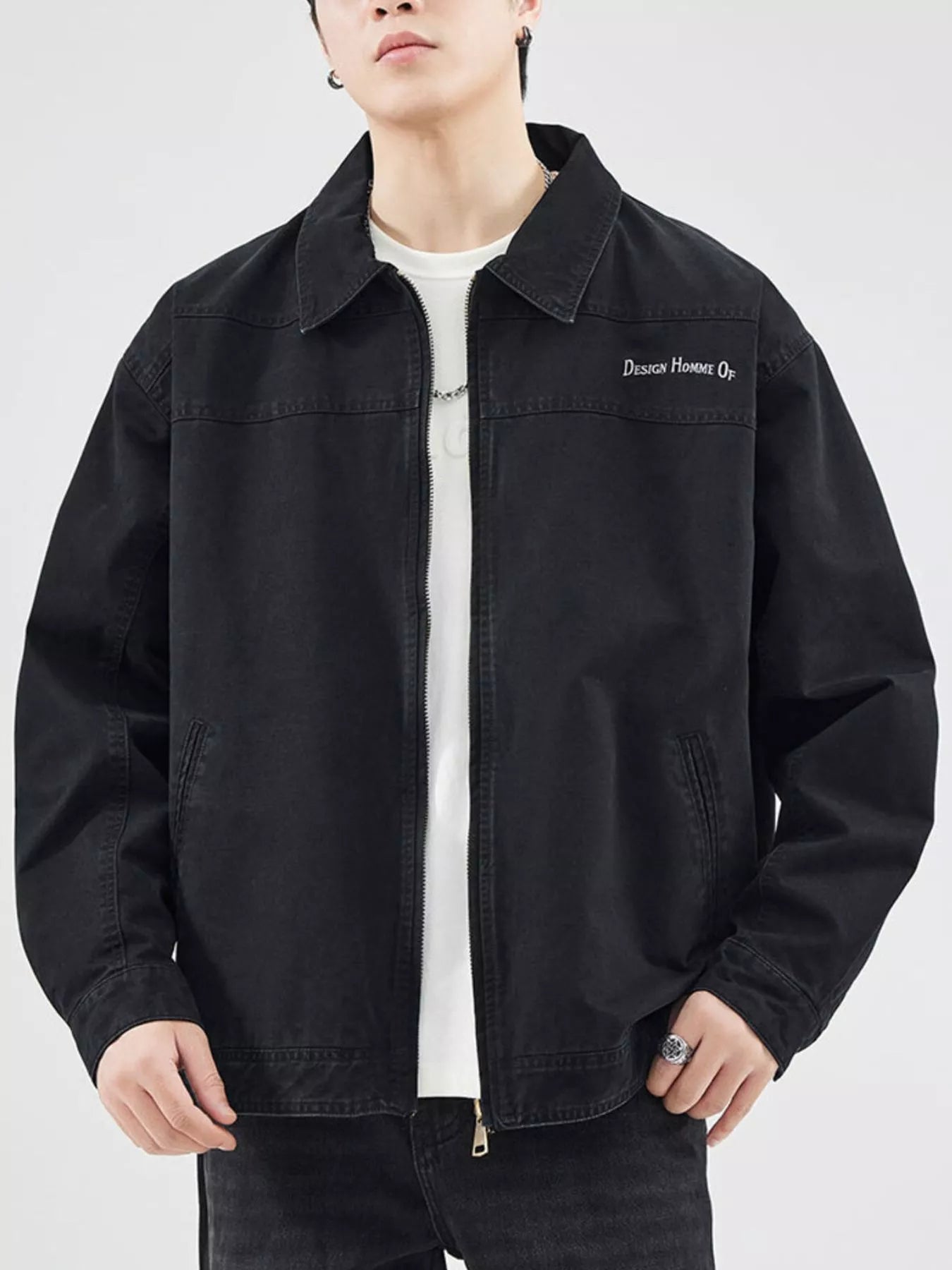 Men's Plus Size Zip Up Long Sleeve Jacket