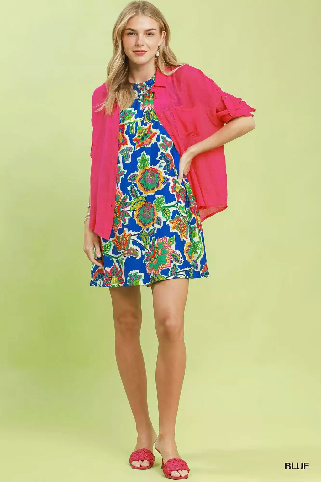 Umgee Abstract Print Sleeveless Shift Dress
