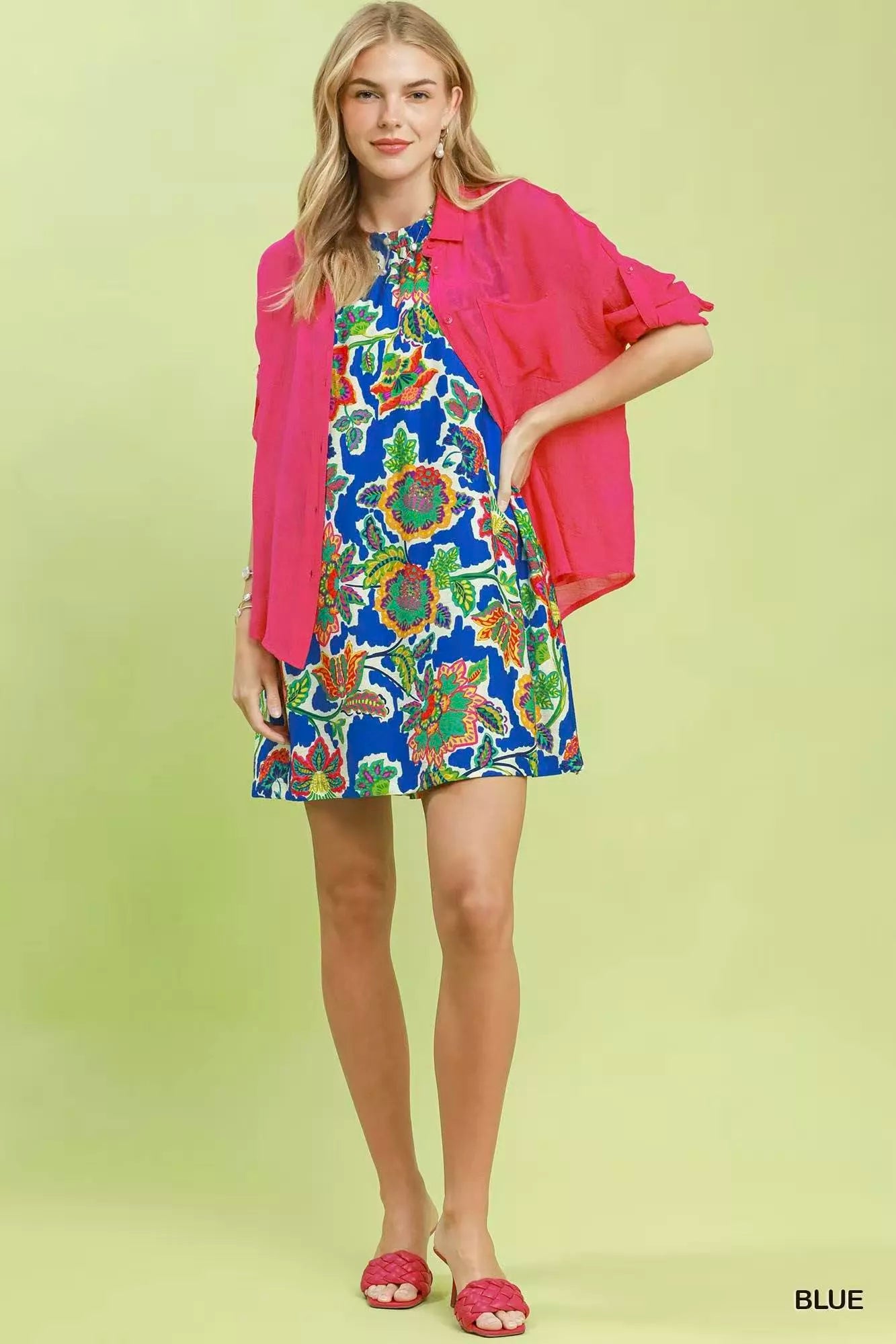 Umgee Abstract Print Sleeveless Shift Dress