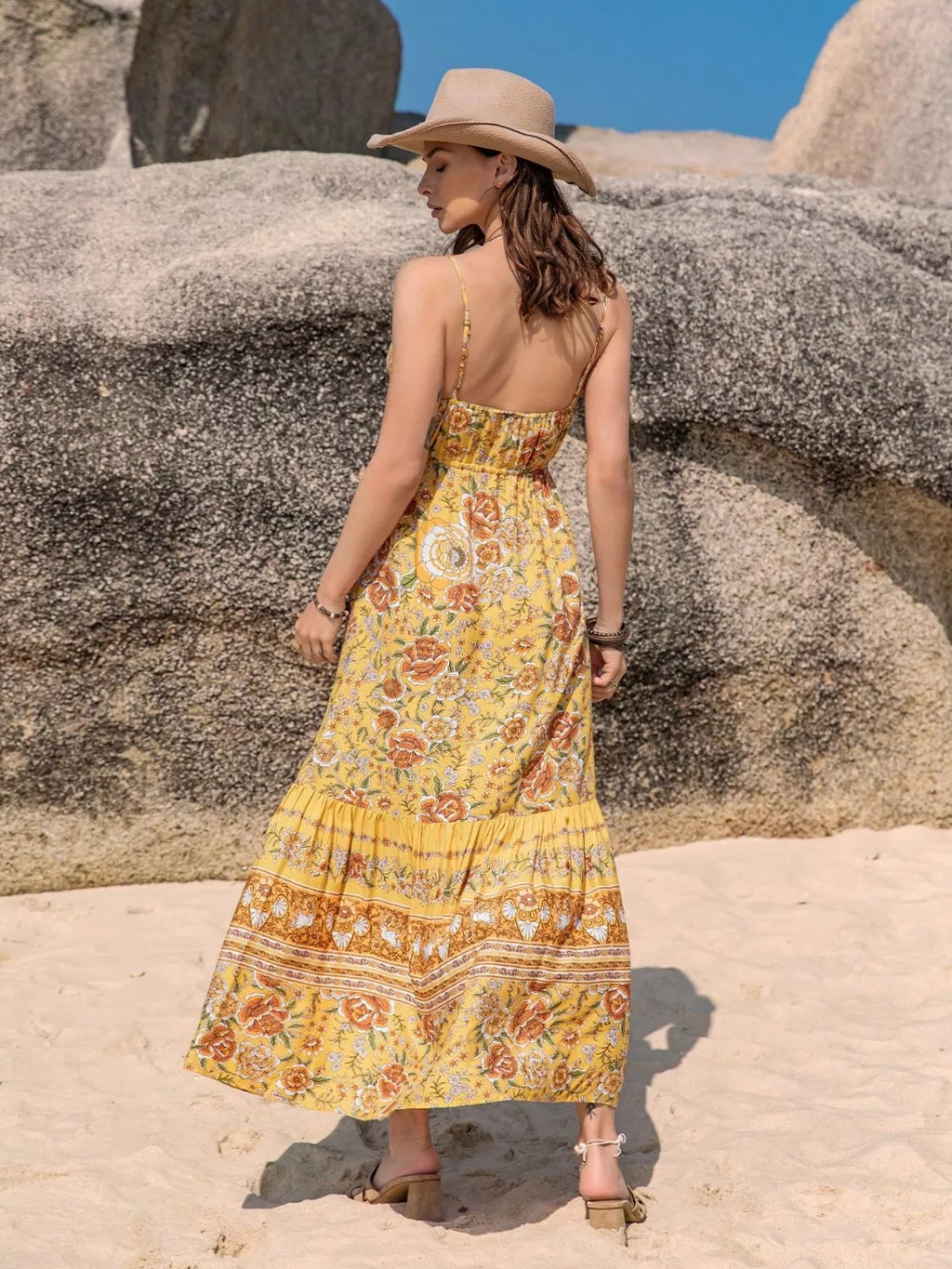 Tassel Printed Tiered Cami Dress