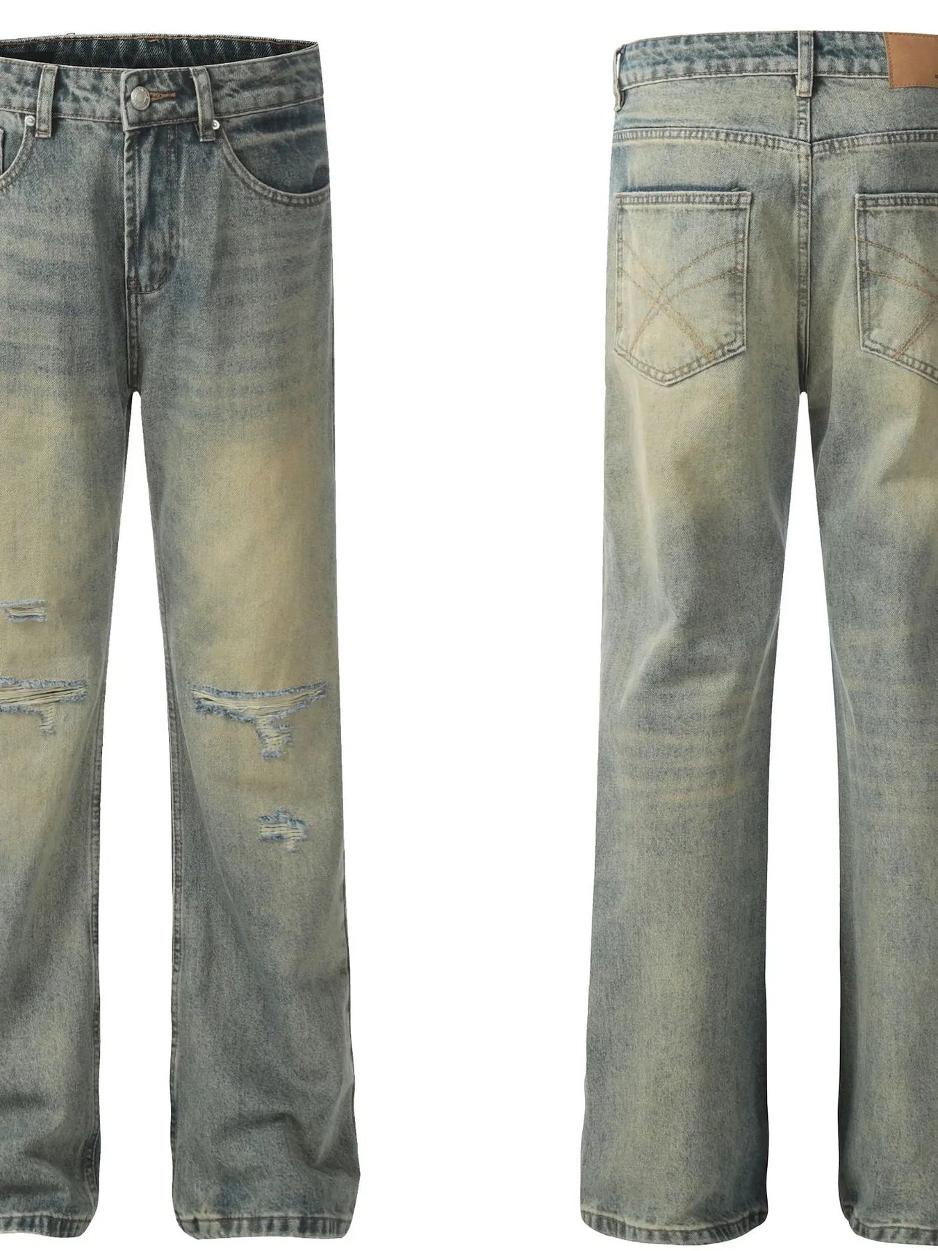 Men's Distressed Straight Leg Jeans