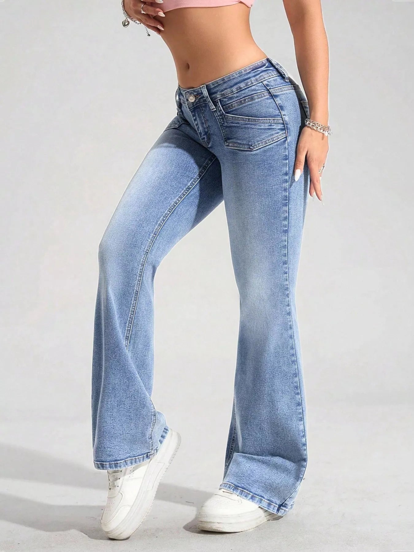 Washed Flare Leg Jeans