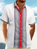 Men's Full Size Casual Geometric Print Short Sleeve Shirt Plus Size