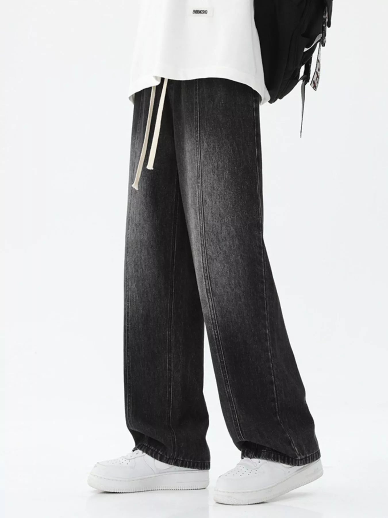 Men's Full Size Wash Wide Leg Jeans Plus Size