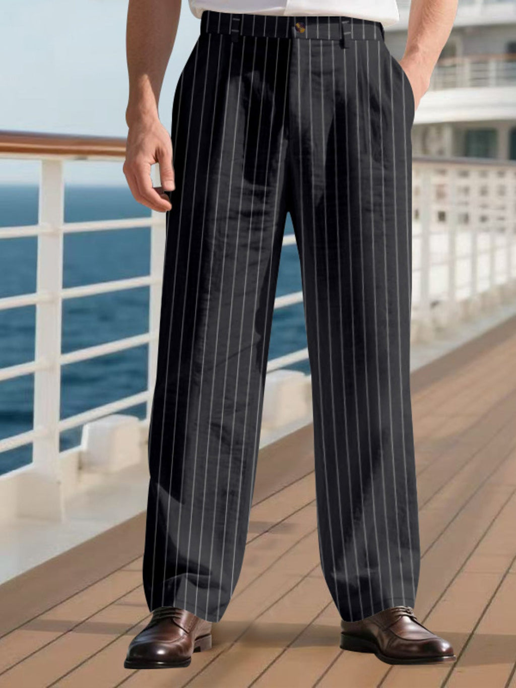 Men's Full Size Striped Wide Leg Pant Plus Size