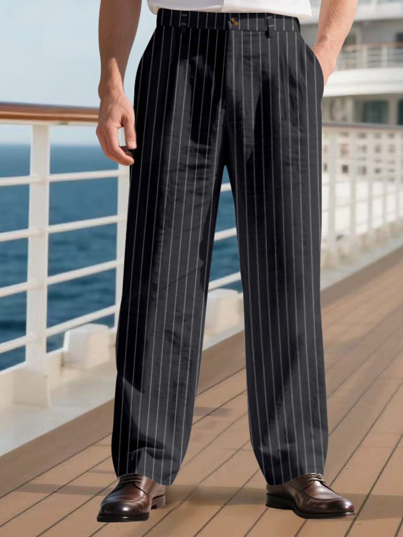 Men's Full Size Striped Wide Leg Pant Plus Size