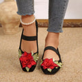 Flower Square Toe Slip-Ons