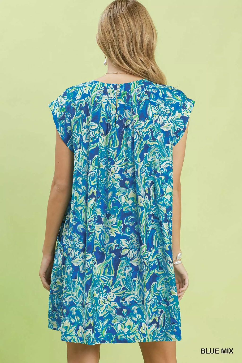 Umgee Tropical Floral Flutter Sleeve Swing Dress