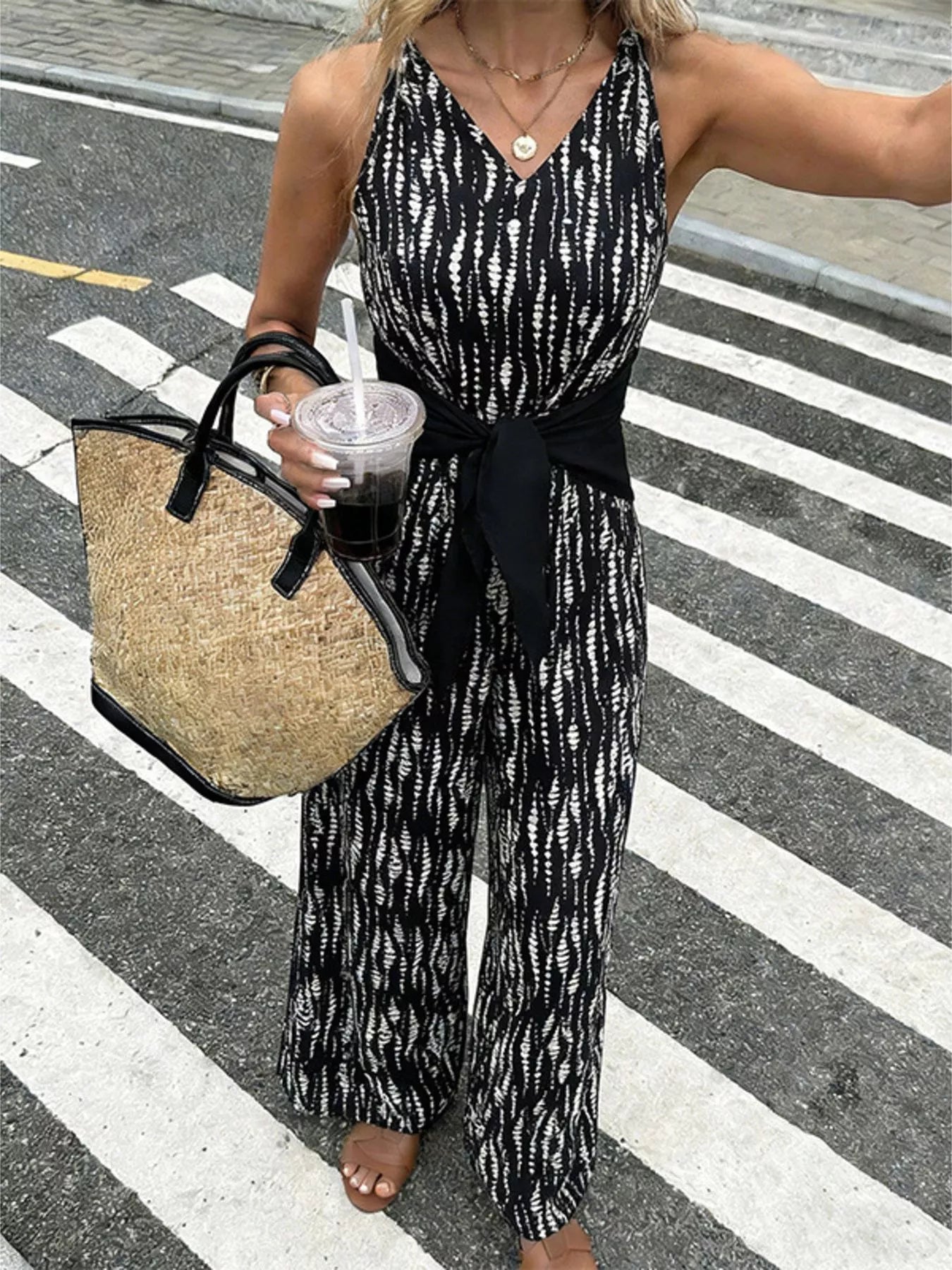 Printed Wide Leg Jumpsuit
