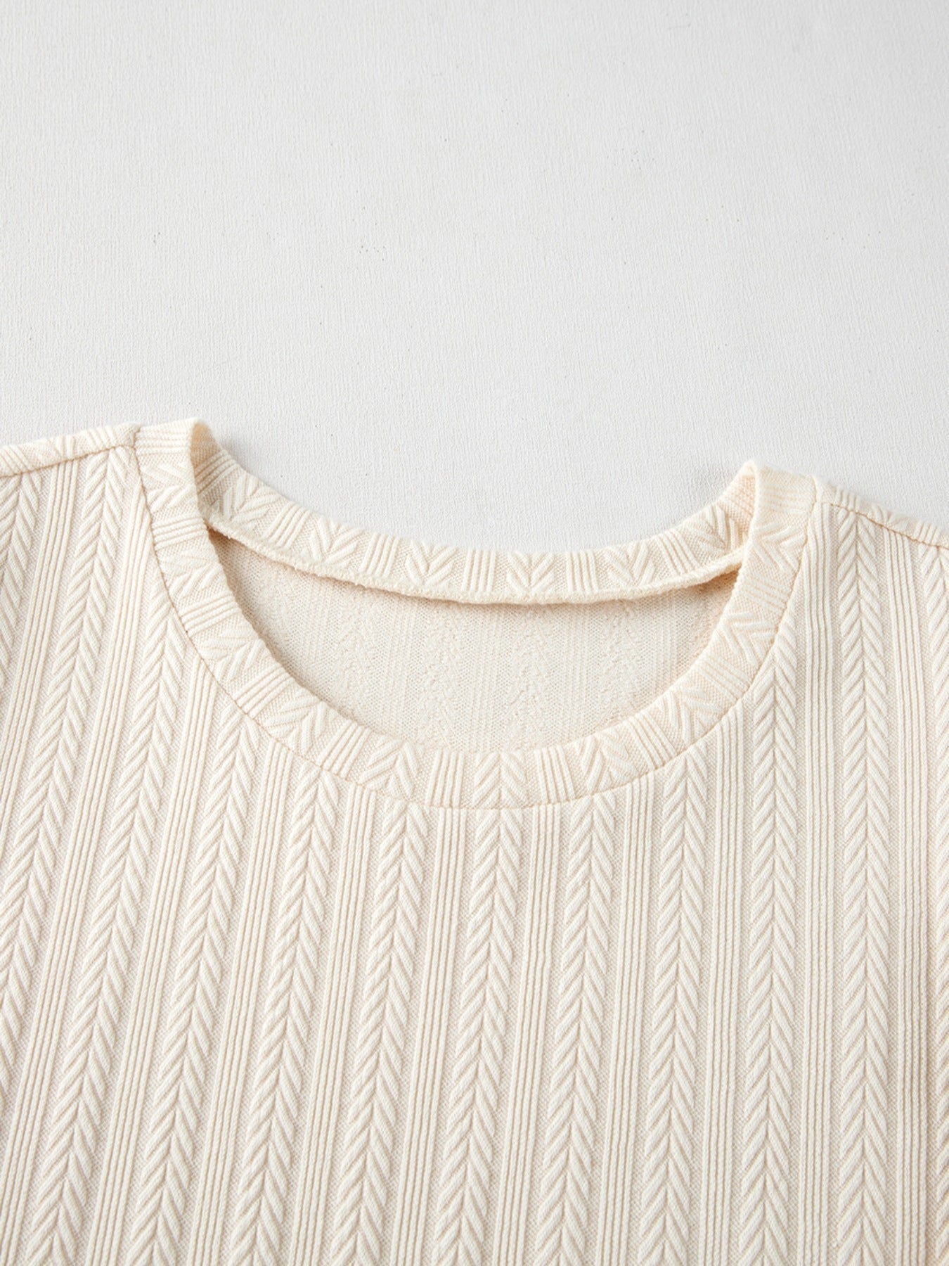 Textured Knit Round Neck Blouse