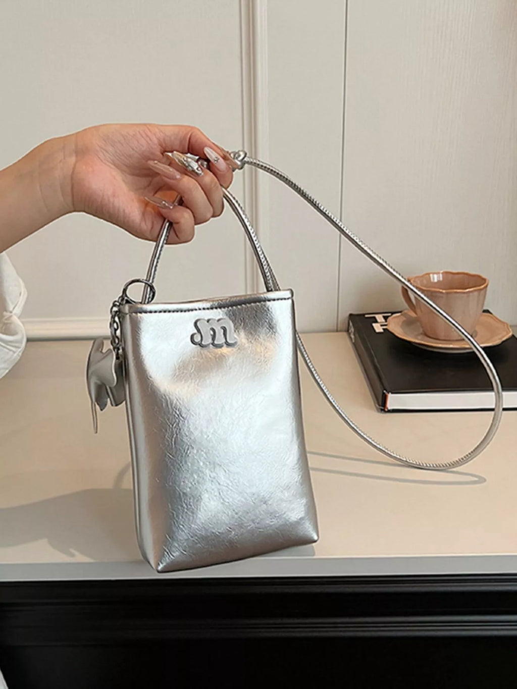 Spaghetti Strap Crossbody Bag with Charm
