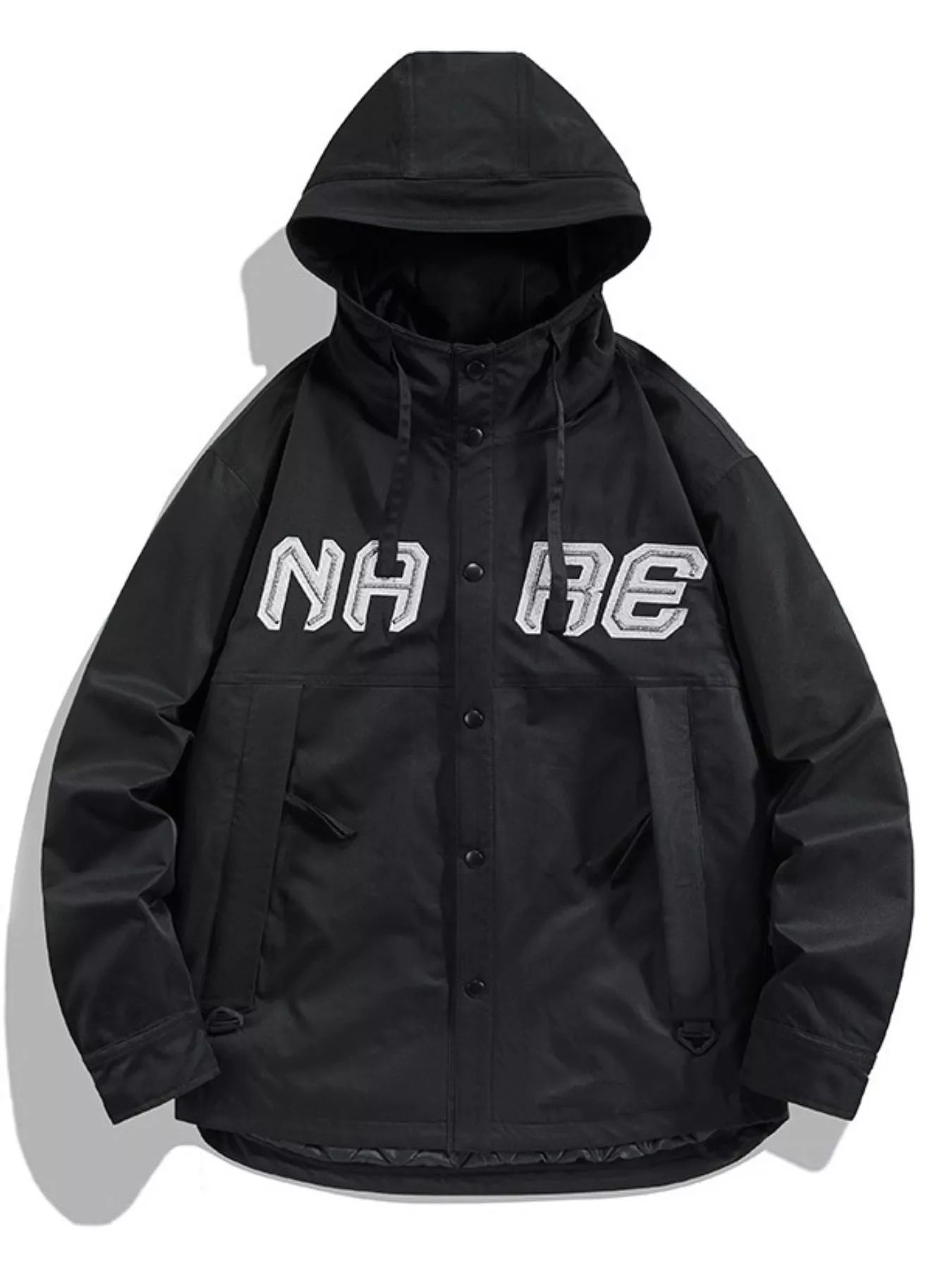 Men's Plus Size Snap Down Long Sleeve Hooded Jacket