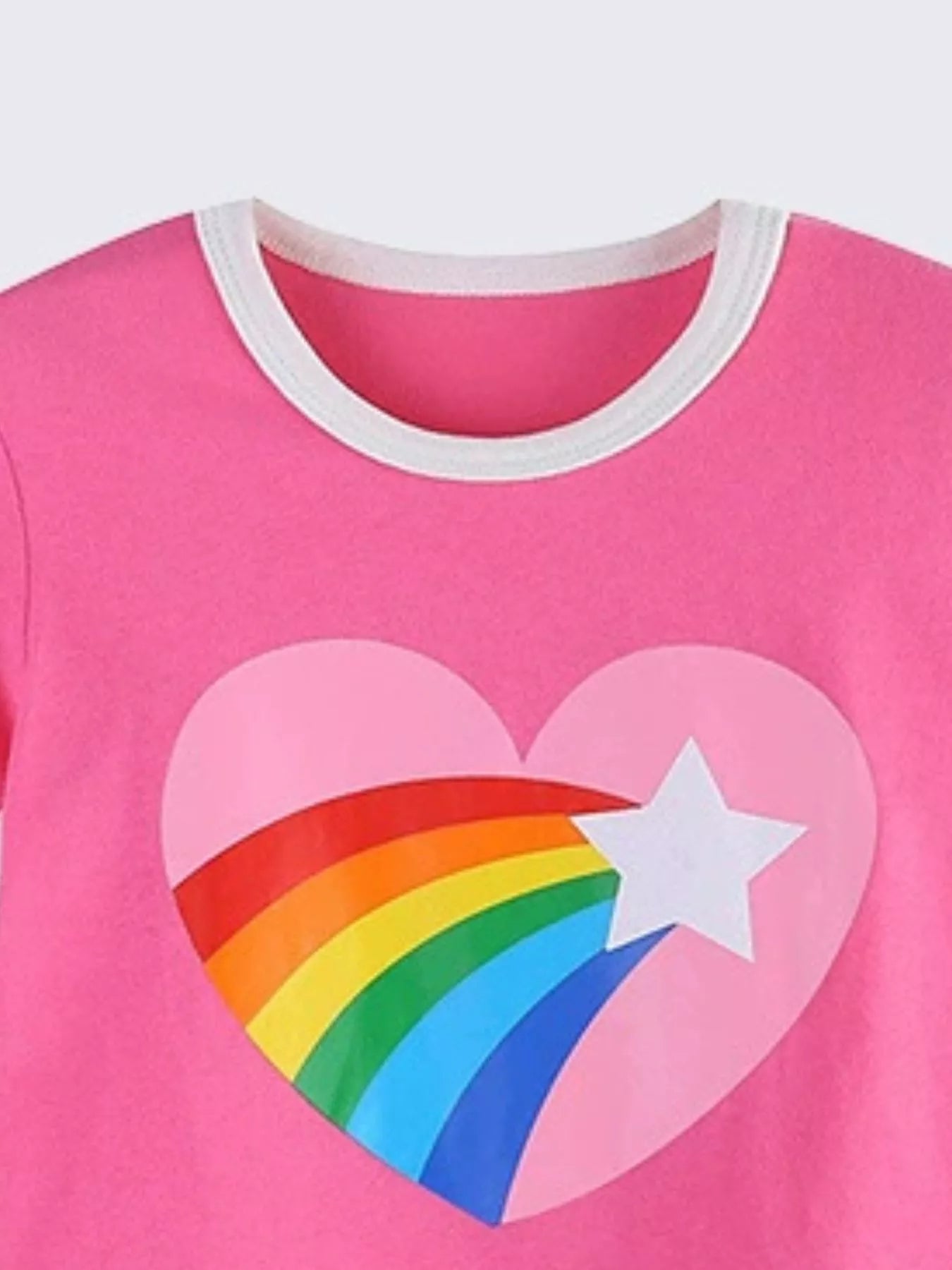 Children's Rainbow Heart Graphic Short Sleeve T-Shirt