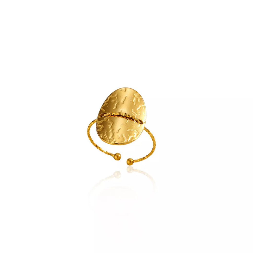 Hammered Disc Open Ring