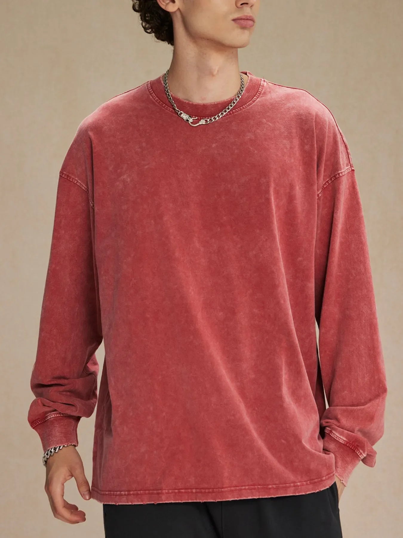 Men's Oversized Washed Round Neck T-Shirt