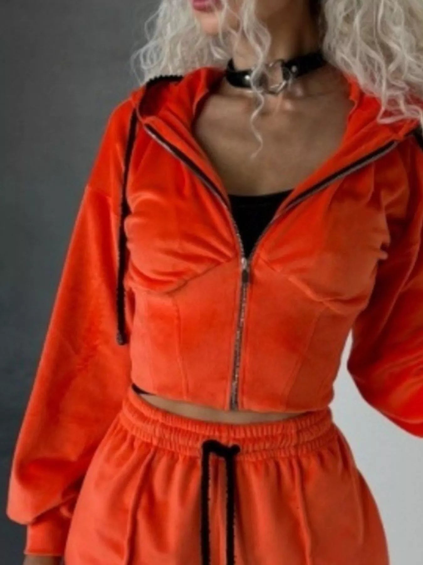Zip Up Hooded Outerwear and Shorts Set