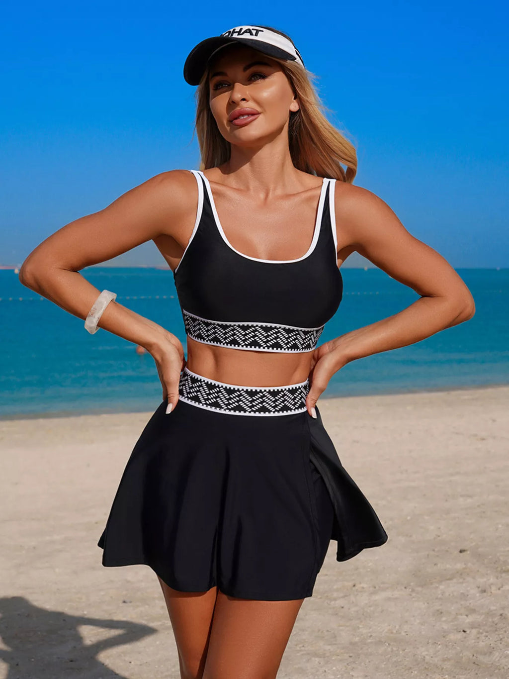Contrast Trim Tank and Skort Swim Set