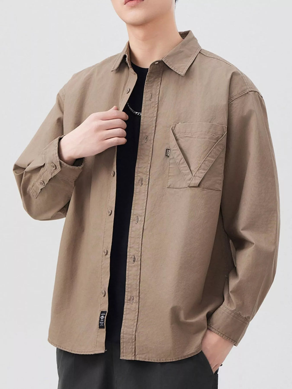 Men's Plus Size Button Up Long Sleeve Shirt