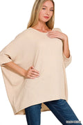 Zenana Raised Rib Bat Sleeve Top