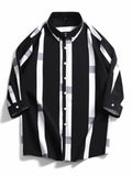 Men's Plus Size Striped Print Casual Shirt