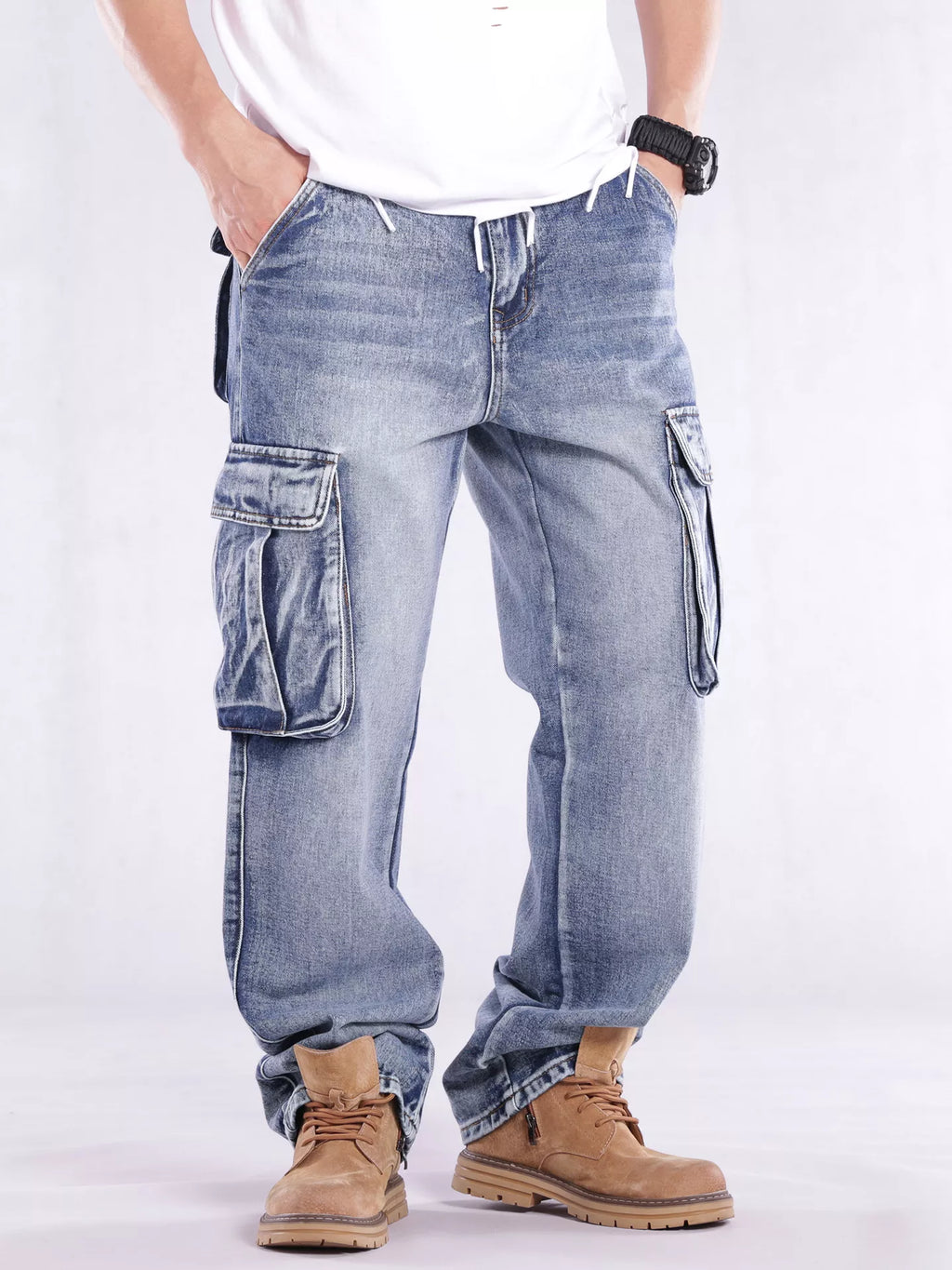 Men's Loose Fit Cargo Jeans