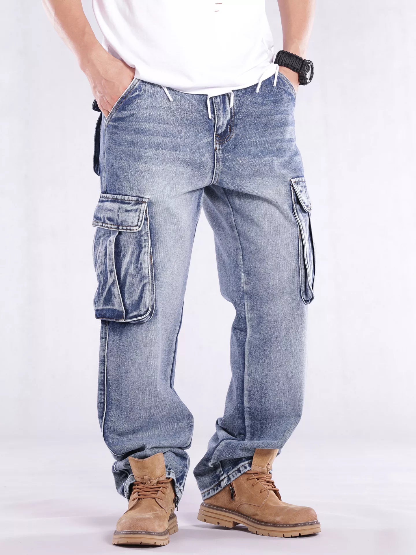 Men's Loose Fit Cargo Jeans
