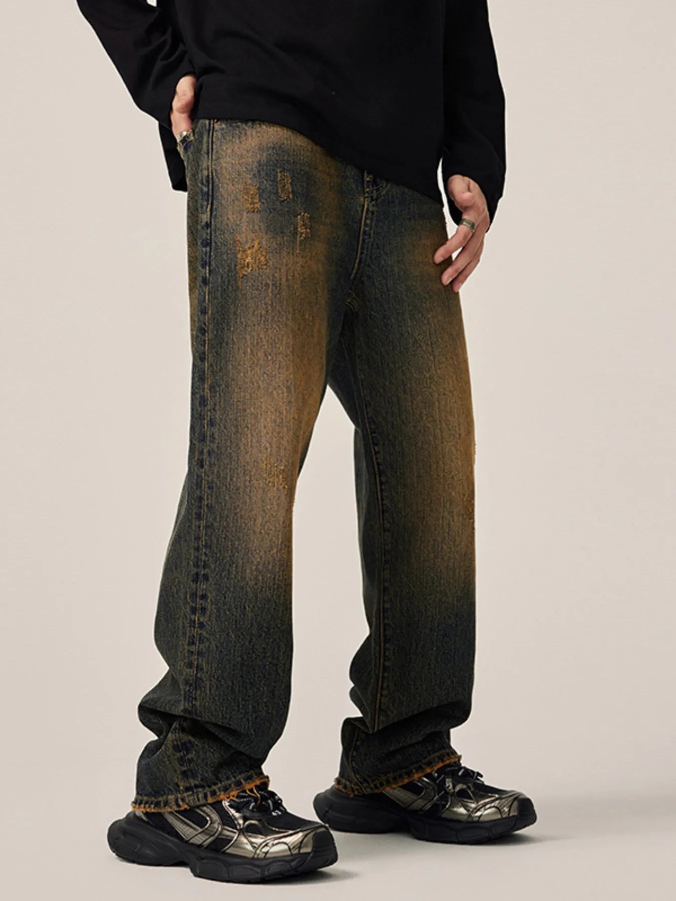 Men's Full Size Vintage Wash Loose Fit Jeans Plus Size