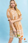 Umgee Paisley Mandala Print Babydoll Dress