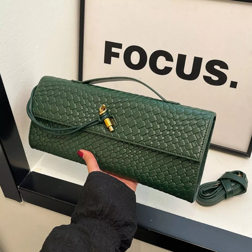 Woven Texture Flap Crossbody Bag
