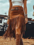 Fringe Suede Skirt