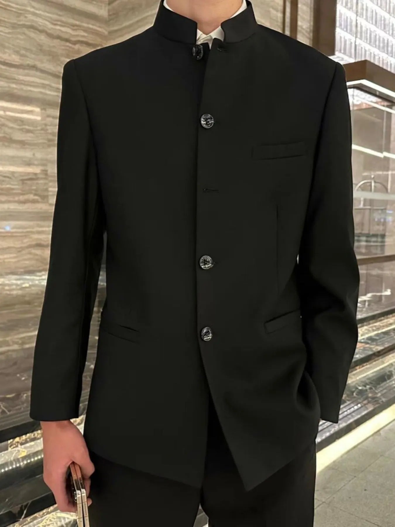 Men's Plus Size Button Up Long Sleeve Jacket