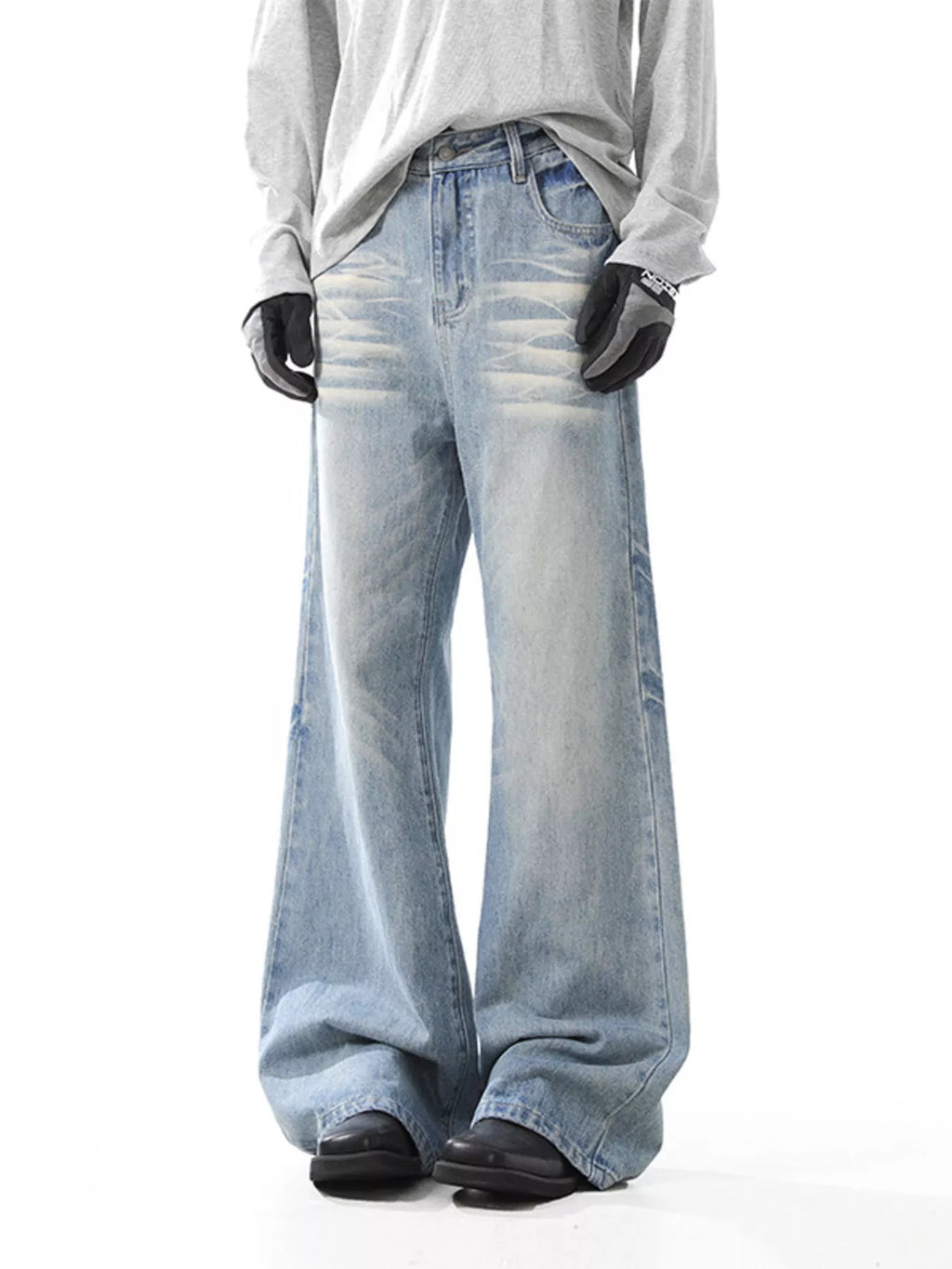 Men's Washed Wide Leg Jeans