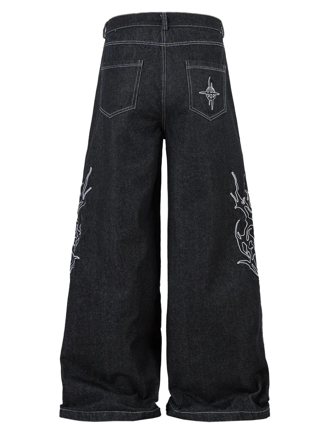 Men's Embroidered Wide Leg Baggy Jeans