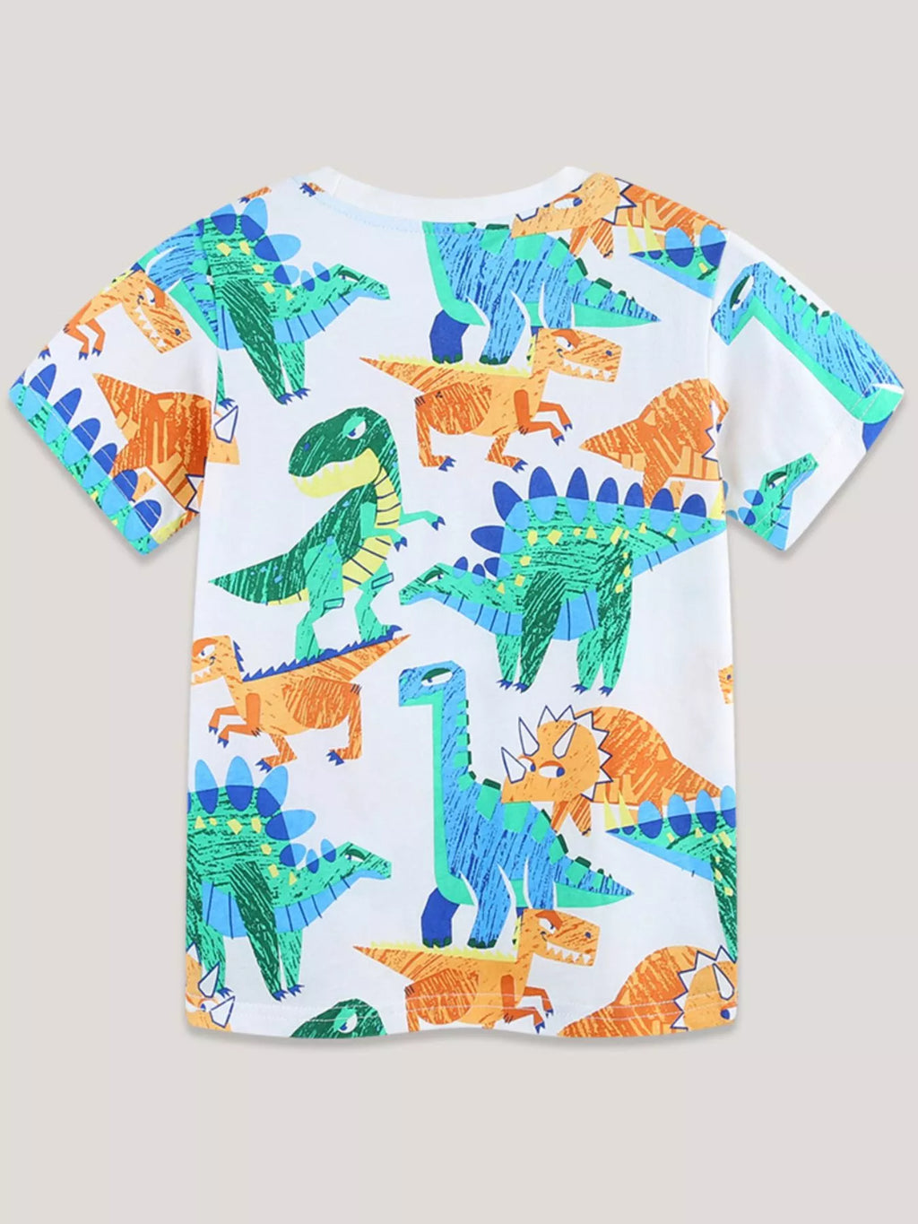 Children's Dinosaur Print Crew Neck Short Sleeve T-Shirt