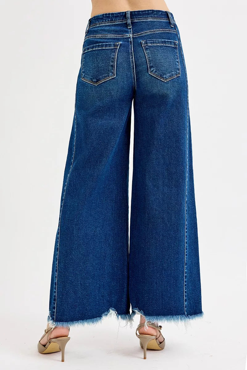 RISEN Full Size High Rise Ankle Wide Jeans Plus Size
