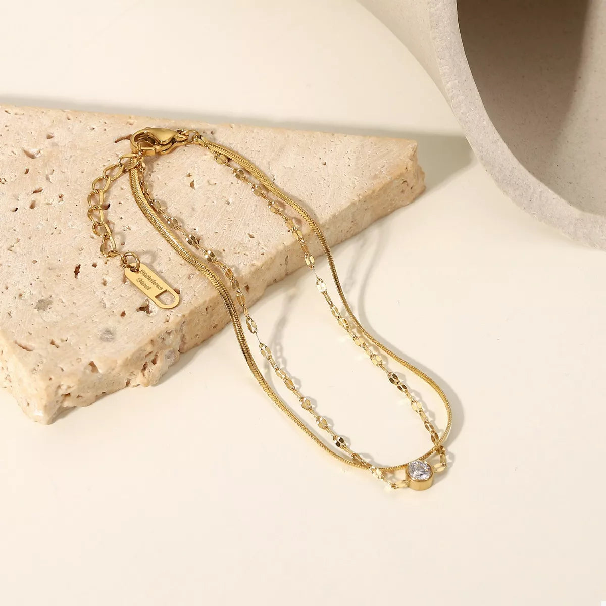 18K Gold-Plated Zircon Double Layered Bracelet