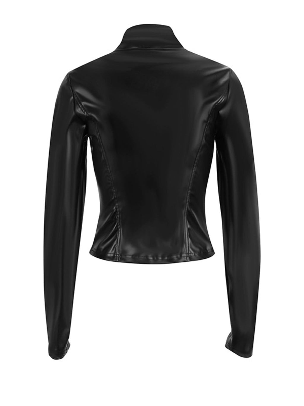 Zip Up Long Sleeve Leather Jacket