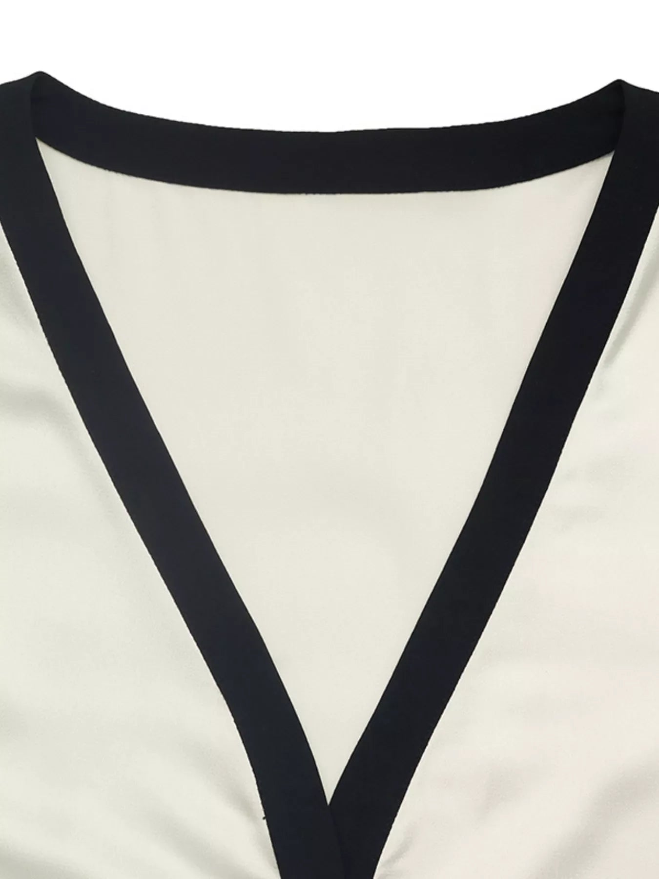 Contrast Trim V-Neck Blouse