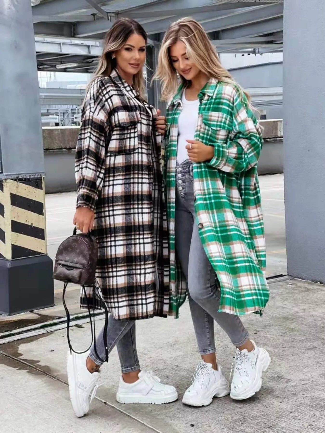 Plaid Button Up Longline Shacket