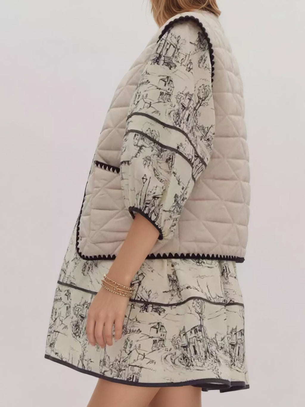 Textured Snap Down Vest Coat