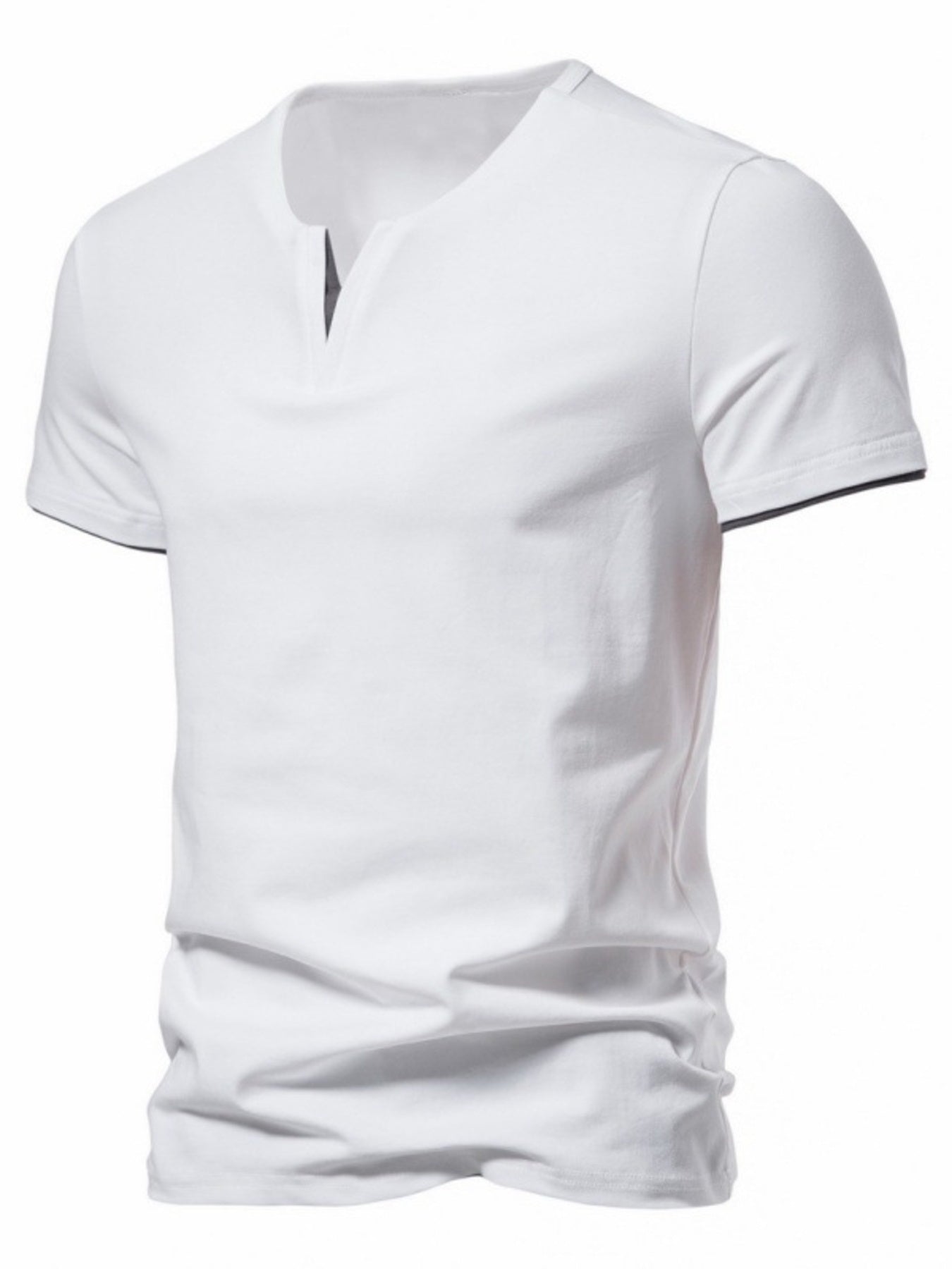 Men's Plus Size Slim Fit Notched Casual T-Shirt