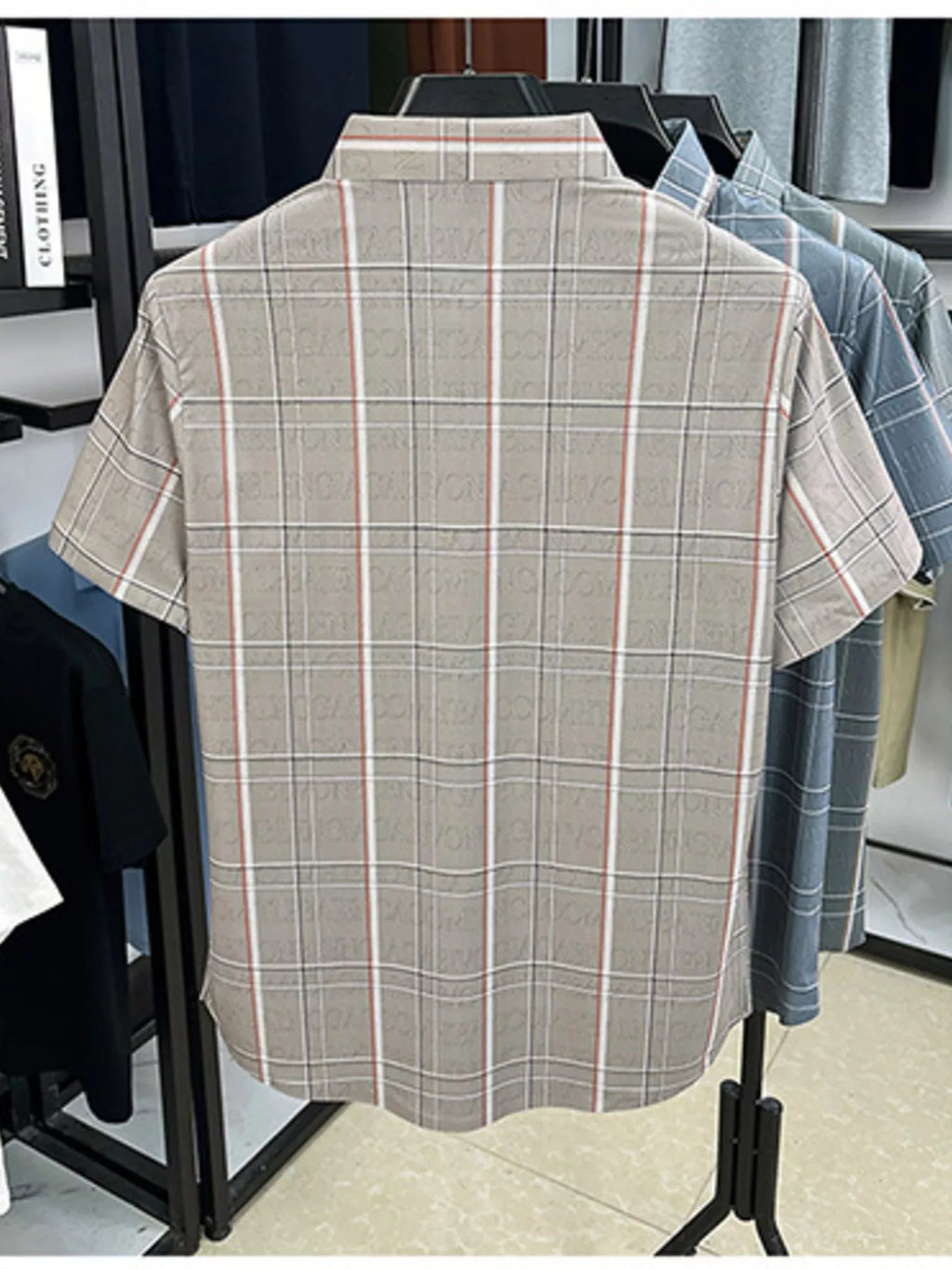 Men's Plus Size Plaid Button Up Short Sleeve Shirt