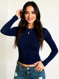 Round Neck Long Sleeve Fitted T-Shirt