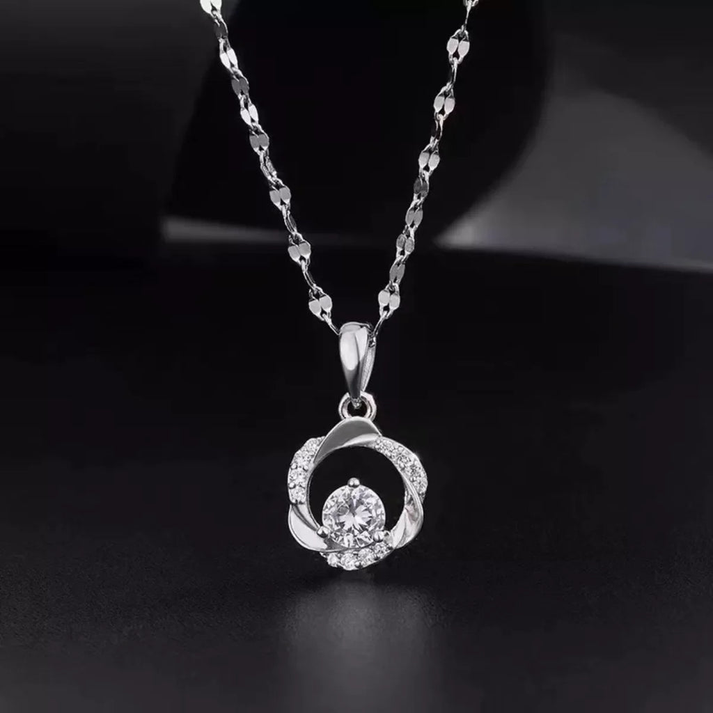 925 Sterling Silver Zircon Pendant Necklace