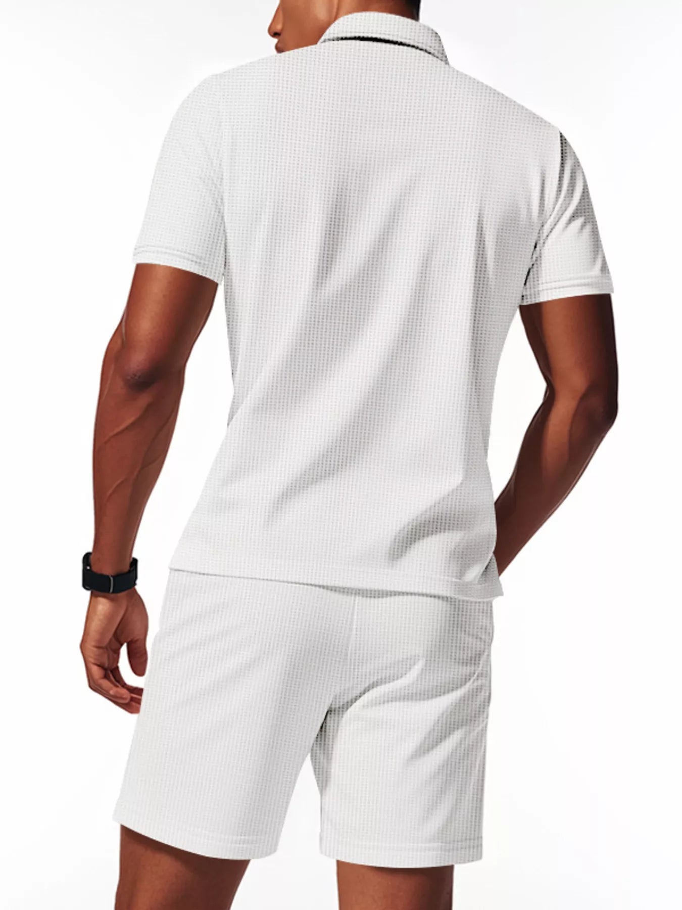 Men's Full Size Casual Short Sleeve Polo and Shorts Set Plus Size